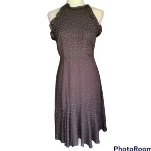Who What Wear Polka Dot Ruffled Halter Neck Dress